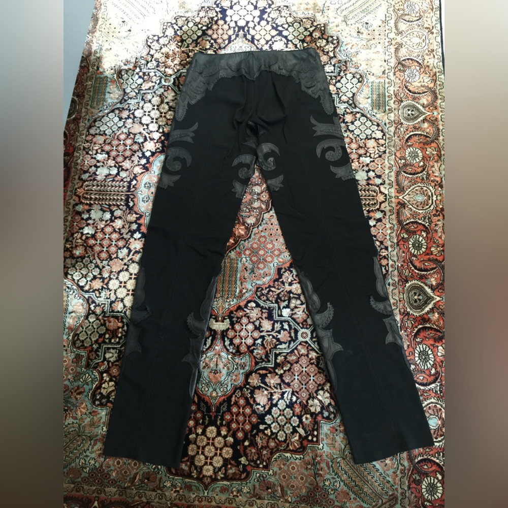 Gianfranco Ferre Leather Paneled Trousers - 40 - Black